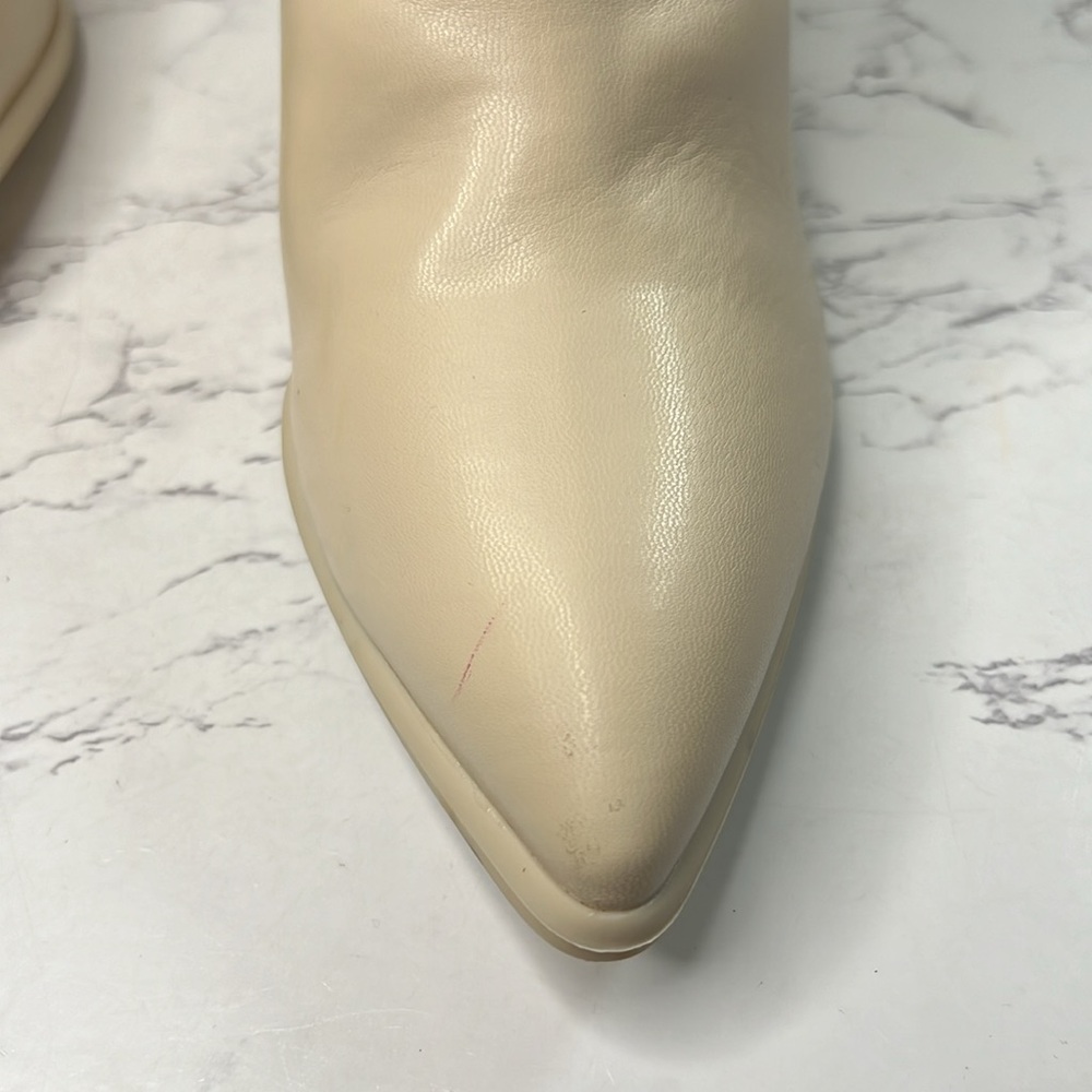 MIA Cream Ribbed Ankle Booties - Picture 8 of 13